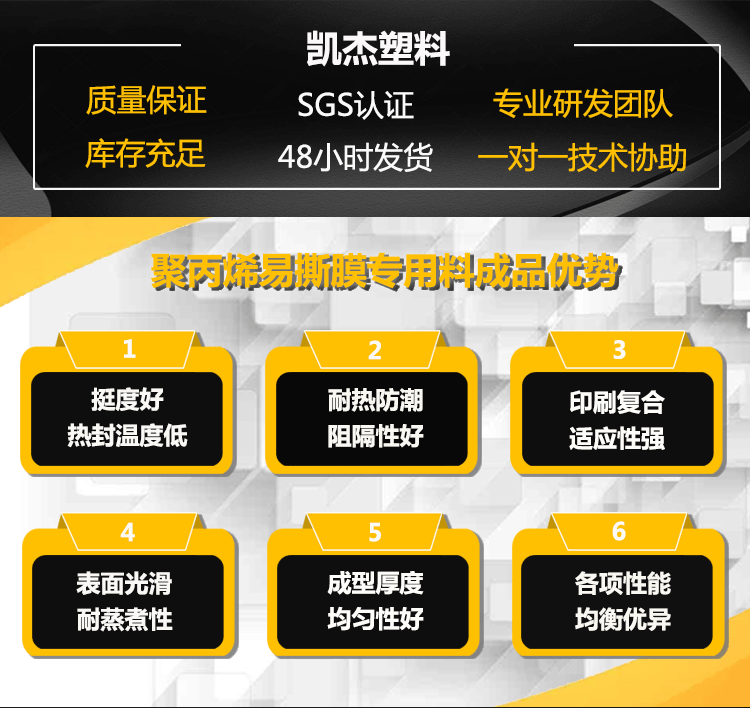 产品名称：PP流延膜专用料（CPP）、PP聚丙烯易撕膜专用料